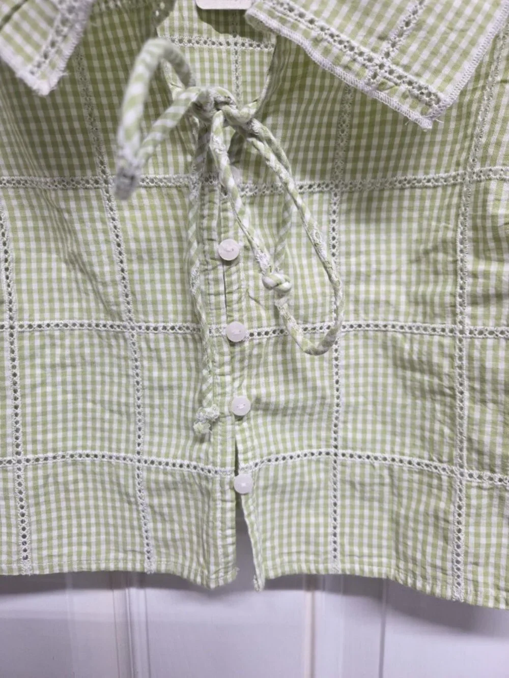 Free People Womens Blouse Green Plaid Size Small NWT